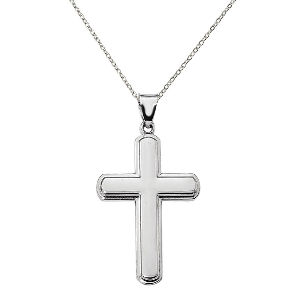 18-Inch Rhodium Plated Necklace with 4mm Rose Birthstone Beads and Sterling Silver Blessed Trinity Charm. 18-Inch Rhodium Plated Necklace with 4mm Rose Birthstone Beads and Sterling Silver Blessed Trinity Charm.